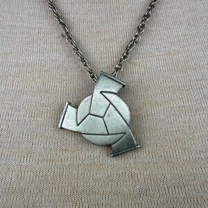 Pewter Kelly Waters Vintage Pendant Necklace Geometric Style